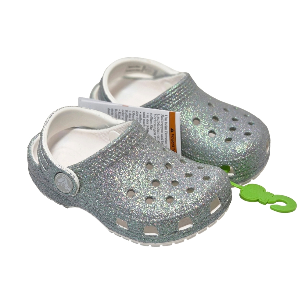 CROCS Toddler Iridescent Glitter Classic Clog - US c7 - NWT